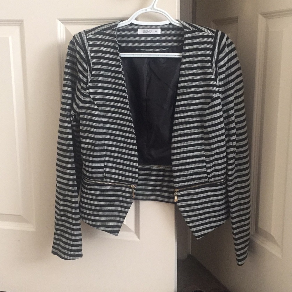 Business Casual White & Black Striped Blazer